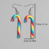 1 Pair Candy Cane Earrings Ladies Girls Christmas Ornaments Accessories Jewelry Gifts