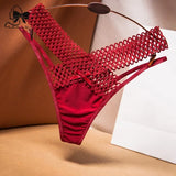New Sexy Women's Panties Cross Cut Ice Silk Thong  Sports Fashion Perspective Low Waist Ribbons Thongs Sexy Women Underwear