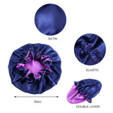 New Solid Elastic Double Layer Satin Bonnet Nightcap Women Night Sleep Hair Protection Hat Reversible Sleeping Hat Hair Care New