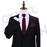 Ensemble de cravates en soie de luxe pour hommes, cravate, mouchoir, boutons de manchette avec anneau en métal doré, broche, costume, fête de mariage, accessoires pour hommes
