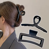 Pinces à cheveux carrées noires en acrylique pour femmes, grandes pinces à cheveux géométriques mates et givrées, style requin, minimalistes, pour le quotidien