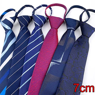 Zipper Tie Men Bridegroom Wedding Necktie Lazy Pre-tied Ties Striped 8cm Hot Sell Style Zipper Necktie For Men Women Wholesale
