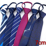 Zipper Tie Men Bridegroom Wedding Necktie Lazy Pre-tied Ties Striped 8cm Hot Sell Style Zipper Necktie For Men Women Wholesale