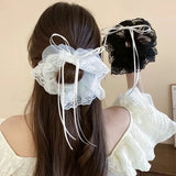 Lace Scrunchies Bowknot Ribbon Elastic Hair Bands Hair Rope Ties Hair Accessories Ponytail Holder Hair Ring INS Hair Accessories