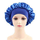Women's Satin Solid Elastic Wide-brimmed Sleeping Hat Unisex Head Wrap Elastic Band Cap Hair Care Bonnet Night Hat bonnet
