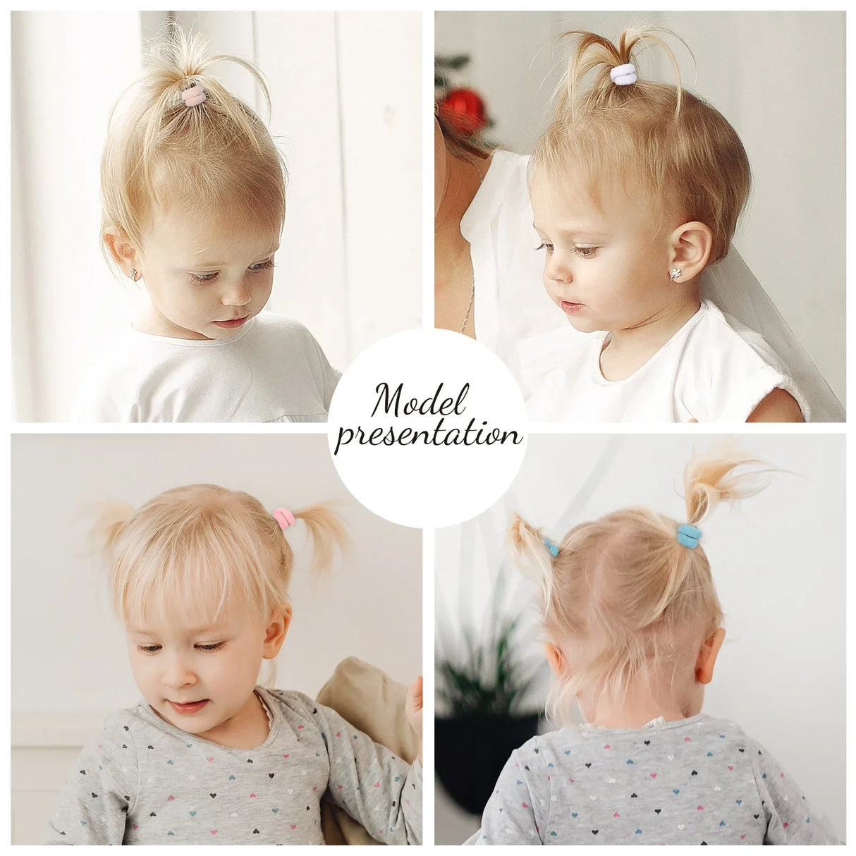 LOVEKIKI 50 bandas elásticas para el cabello, accesorios para el cabello para niñas, mini diademas de nailon coloridas, soporte para coletas, adornos para el cabello