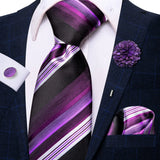 Cravate rose cachemire avec broche en soie, élégante cravate de mariage pour homme, bouton de manchette pratique, mode affaires fête, créateur de cravate haute