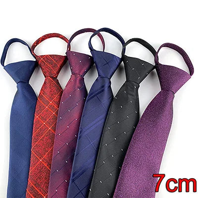 Zipper Tie Men Bridegroom Wedding Necktie Lazy Pre-tied Ties Striped 8cm Hot Sell Style Zipper Necktie For Men Women Wholesale