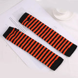 Women's Elbow Gloves Christmas Long Knitted Arm Cover Colorful Striped Long Fingerless Gloves Autumn Winter New Warmer Wristband