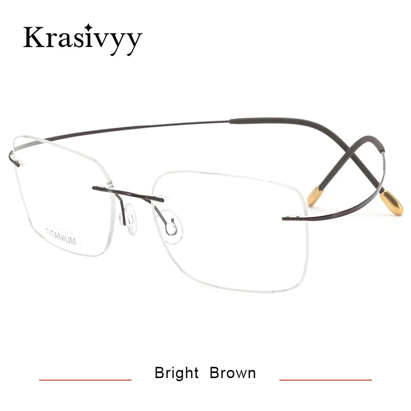 Krasivyy Pure Titanium Rimless Glasses Frame Men Prescription Eyeglasses Germany Women Myopia Optical Frame Screwless Eyewear