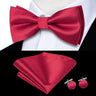 Hi-Tie Jacquard Silk Nœud papillon pour homme, ensemble de boutons de manchette et mouchoir, nœud papillon pré-noué, noir, blanc, gris, bleu, rouge, vert, rose, violet