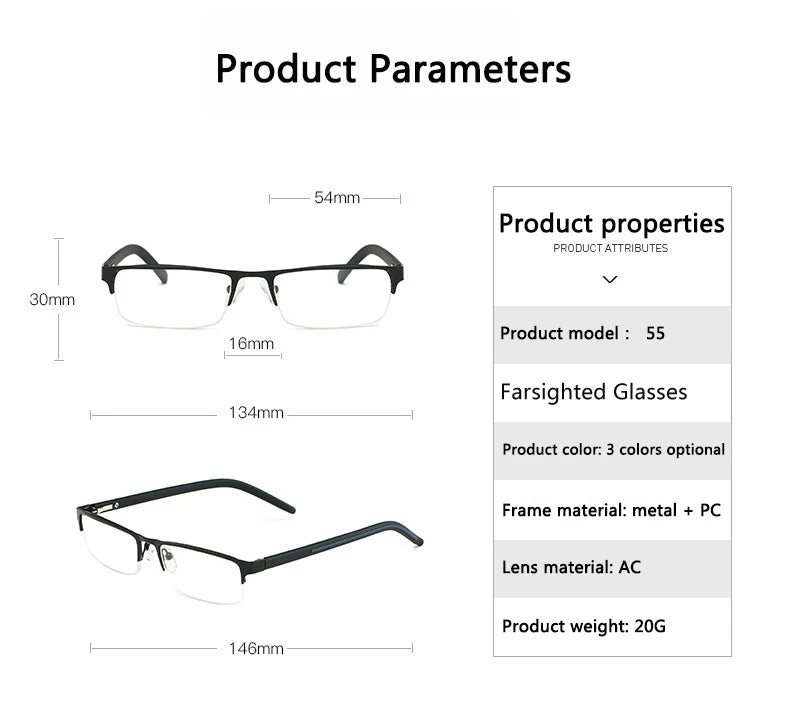 Titanium Alloy Frame Presbyopic Glasses Women Far Sight Eyeglasses Finished Optical Business Reading Eyewear Diopter +1.0 TO+4.0