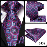 Hi-Tie – Cravate de mariage en soie violette unie à motif cachemire pour homme, ensemble de qualité avec boutons de manchette et mouchoir, cadeau tendance, livraison directe