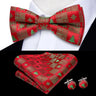 Hi-Tie Nœuds papillon verts de Noël pour hommes Cravate papillon en soie Ensemble de boutons de manchette et mouchoirs pour fête de mariage Nœud papillon uni à carreaux cachemire
