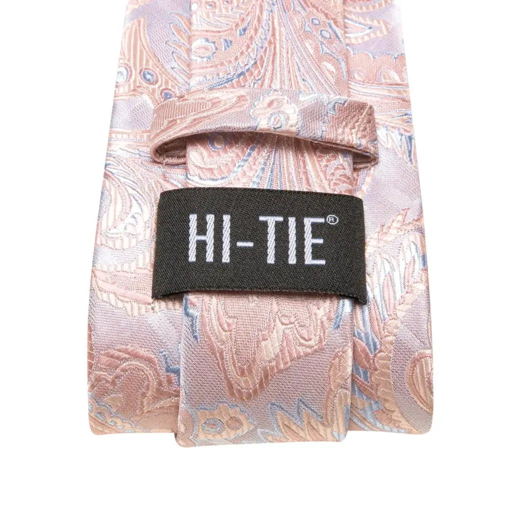 Cravate rose cachemire avec broche en soie, élégante cravate de mariage pour homme, bouton de manchette pratique, mode affaires fête, créateur de cravate haute