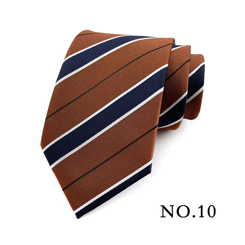 Cravate pour homme 8 cm, motif rayé, jacquard tissé, cravate Ascot, pour homme, pour fête de mariage