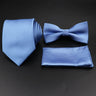 Hot Sale Red Blue Tie Set Polyester Slim Striped Necktie Bowtie Cufflink Brooch For Groom Suit Wedding Cravat Shirt Accessory