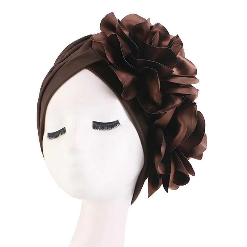 New Woman Muslim Hijab Caps With Big Flower Turban Bonnet Islamic Wrap Head Inner Cap for Hijabs Trendy Headdress