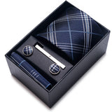 Cravate pour homme, tout nouveau style, cadeau de mariage, ensemble de pochettes, boîte à cravates, accessoires de costume noirs pour hommes