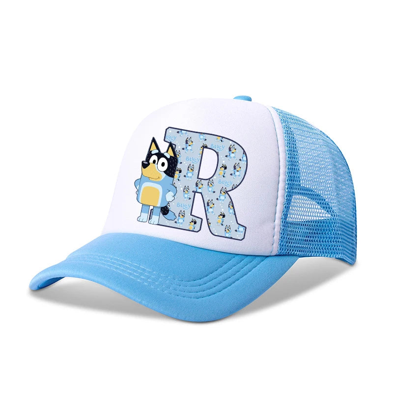 Casquette de baseball Blueyi Bingo pour enfants, motif dessin animé AZ, imprimé lettres, chapeau de soleil, casquettes d'été décontractées, casquettes Kawaii à visière réglable, cadeau pour enfants