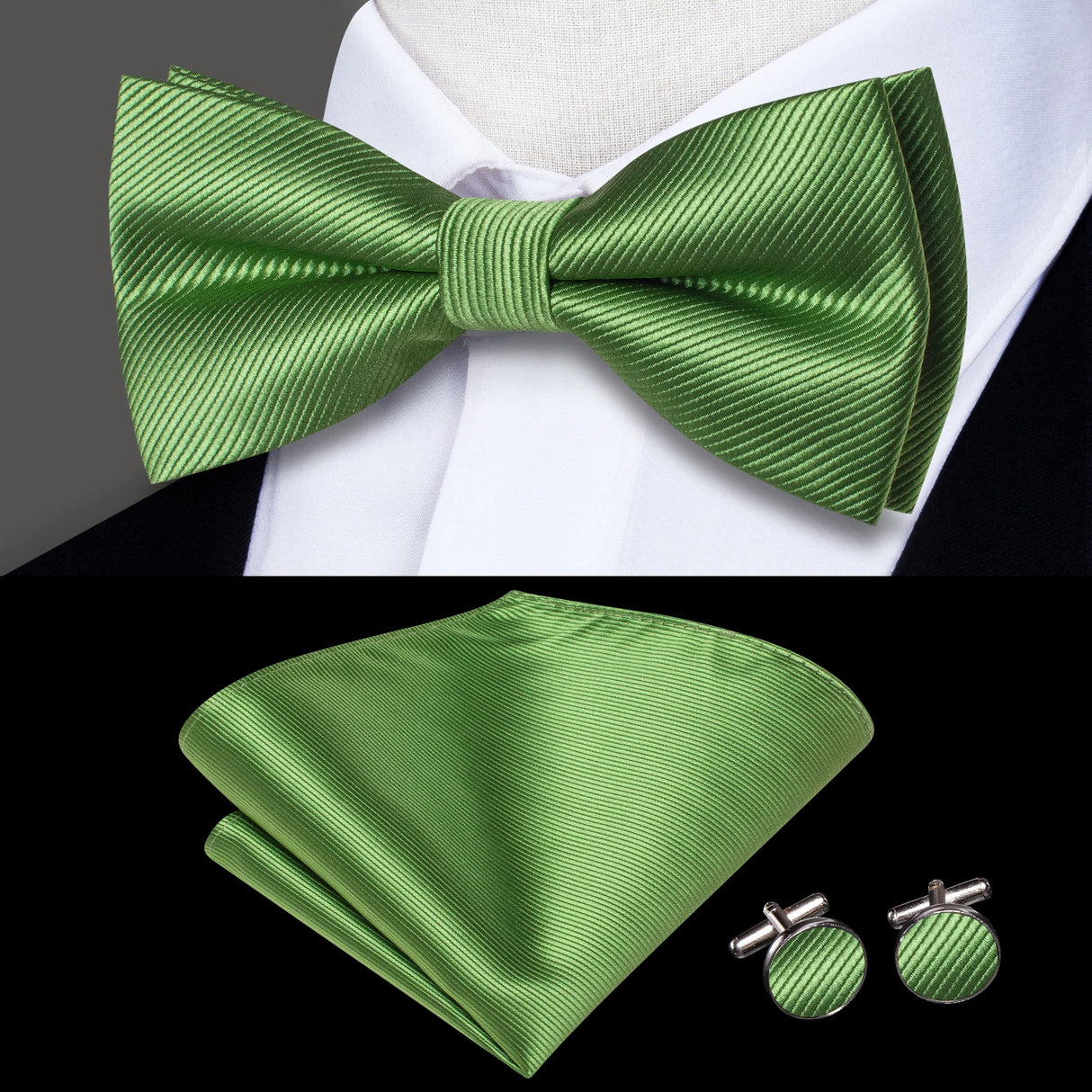Hi-Tie Marque Soie Pré-noué Homme Nœud Papillon Mouchoir Boutons de Manchette Ensemble Nœud Papillon pour Homme Jacquard Solide Cachemire Floral Mariage Cadeau d'Affaires