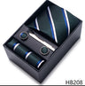 Cravate pour homme, tout nouveau style, cadeau de mariage, ensemble de pochettes, boîte à cravates, accessoires de costume noirs pour hommes
