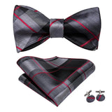 Hi-Tie Ensemble nœud papillon en soie pour homme, mouchoir et boutons de manchette, bleu, rouge, or, noir, blanc, jacquard, nœud papillon, mariage, affaires