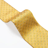 Gold Plaid Mens Silk Tie Set 8cm Wide Wedding Neck Tie Handkerchief Cufflinks Gift For Men Dropshipping Wholesale Items