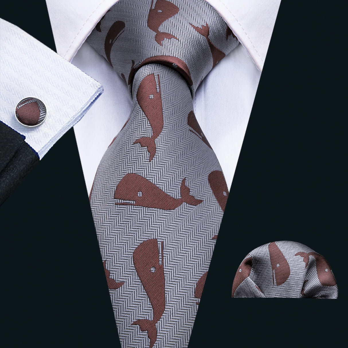 Ensemble de cravates pour homme, motif dinosaure, bleu marine et doré, 8,5 cm, en soie, idéal pour un mariage, FA-5191