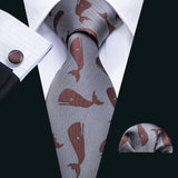 Ensemble de cravates pour homme, motif dinosaure, bleu marine et doré, 8,5 cm, en soie, idéal pour un mariage, FA-5191