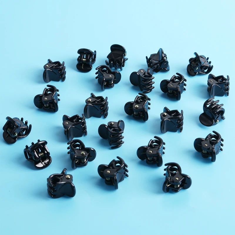 Lot de 10 pinces à cheveux pour femmes, 1,0 à 1,5 cm, petites pinces noires, marron, transparentes, en plastique, accessoires de coiffure pour enfants