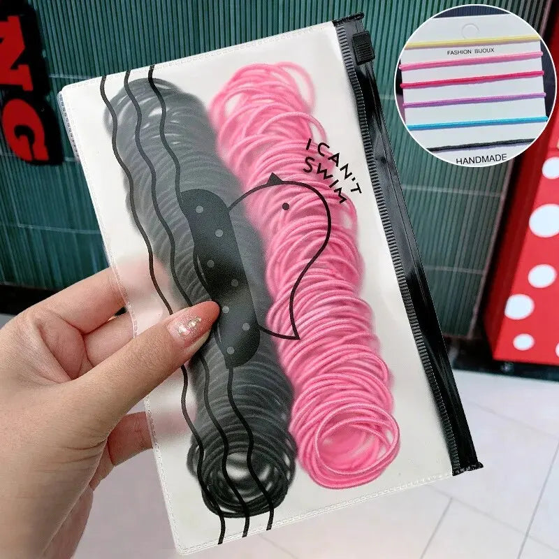 Lot de 100 élastiques à cheveux colorés pour filles, 2,5 cm, pour queue de cheval