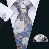 Cravate de mariage noire, dorée et rose pour homme, en soie florale, motif jacquard, pochette, boutons de manchette, pour soirée d'affaires, Barry.Wang