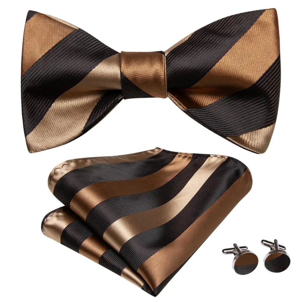 Hi-Tie Ensemble nœud papillon en soie pour homme, mouchoir et boutons de manchette, bleu, rouge, or, noir, blanc, jacquard, nœud papillon, mariage, affaires