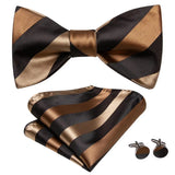 Hi-Tie Ensemble nœud papillon en soie pour homme, mouchoir et boutons de manchette, bleu, rouge, or, noir, blanc, jacquard, nœud papillon, mariage, affaires
