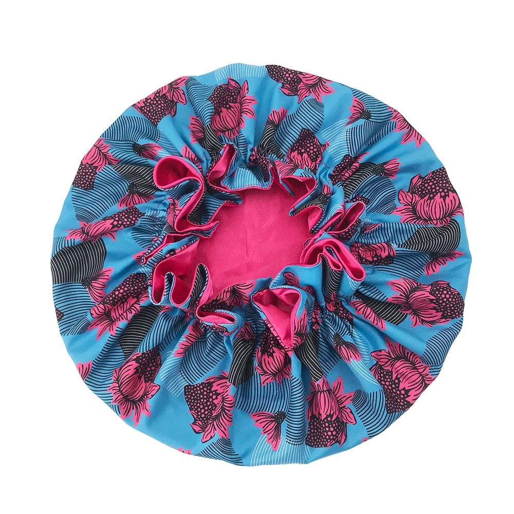 Bonnet de nuit double épaisseur en satin soyeux pour femme, grand bonnet réversible doublé de satin, couvre-chef pour la nuit, accessoires pour cheveux