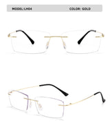 Titanium Reading Glasses Men High Quality Magnifying Presbyopic Eyeglasses Titanium Frames Anti Blue Light Rimless Glasses Men