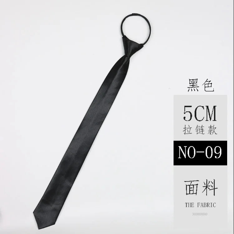 Cravate classique noire 8 cm, imitation soie, unie, pour homme, fermeture éclair, bleu et rouge, étroite, 5 cm, cadeau
