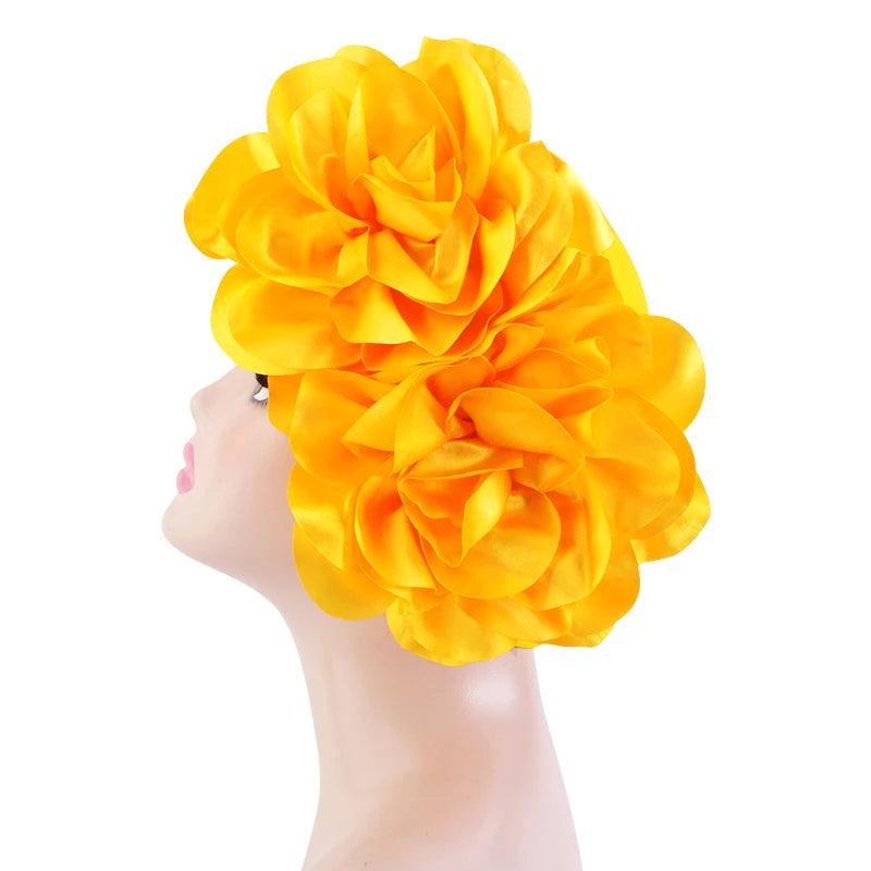 New Woman Muslim Hijab Caps With Big Flower Turban Bonnet Islamic Wrap Head Inner Cap for Hijabs Trendy Headdress
