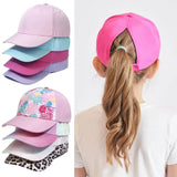 Casquette de baseball tendance couleur bonbon pour enfants, protection solaire, chapeau pour garçons et filles, casquette de voyage réglable à visière, chapeau à queue de cheval haute pour enfants