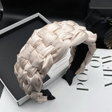 4.5-5CM Stunning Wide Women Headpiece Satin Cloth Braided Headbands for Woman Ladies Daily Shopping Party Head Hoop Accessories