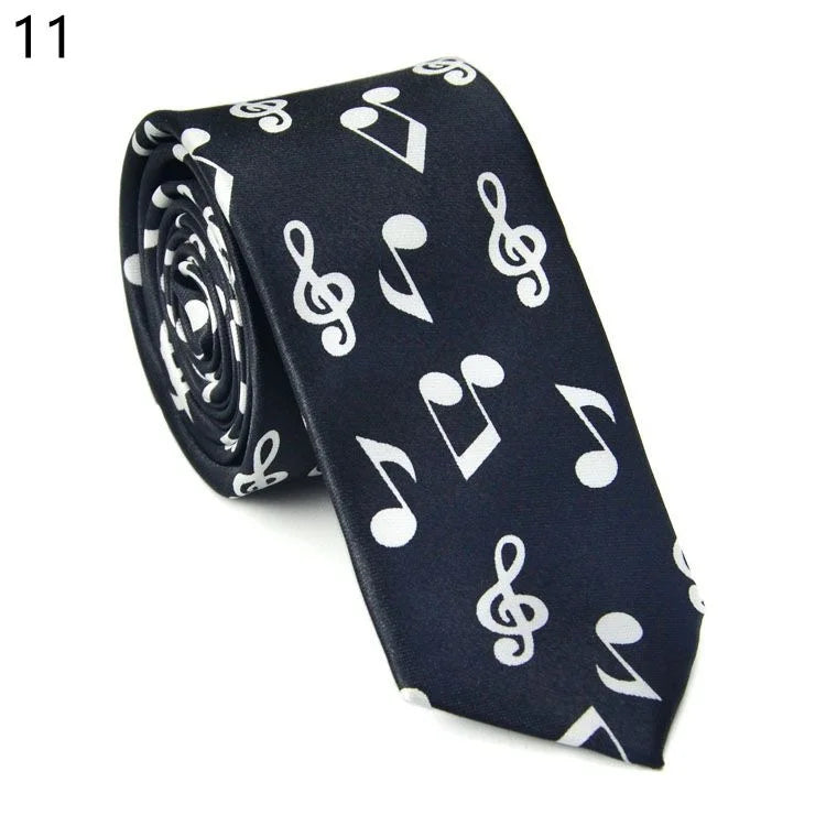 5cm Musical Note Printed Tie College Students Narrow Neckties Leopard Check Performance Ties For Men Daily Neckwear Gravata Gift