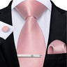 Ensemble cravate homme en soie à rayures roses, motif floral, motif cachemire uni, 8 cm, mouchoir, boutons de manchette, accessoires de mariage, de bal, cravate