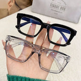 Oversized Square Glasses Women Large Frame Transparent Eyeglasses Anti Blue Light Glasses Over-the-counter Lenses and Glasses
