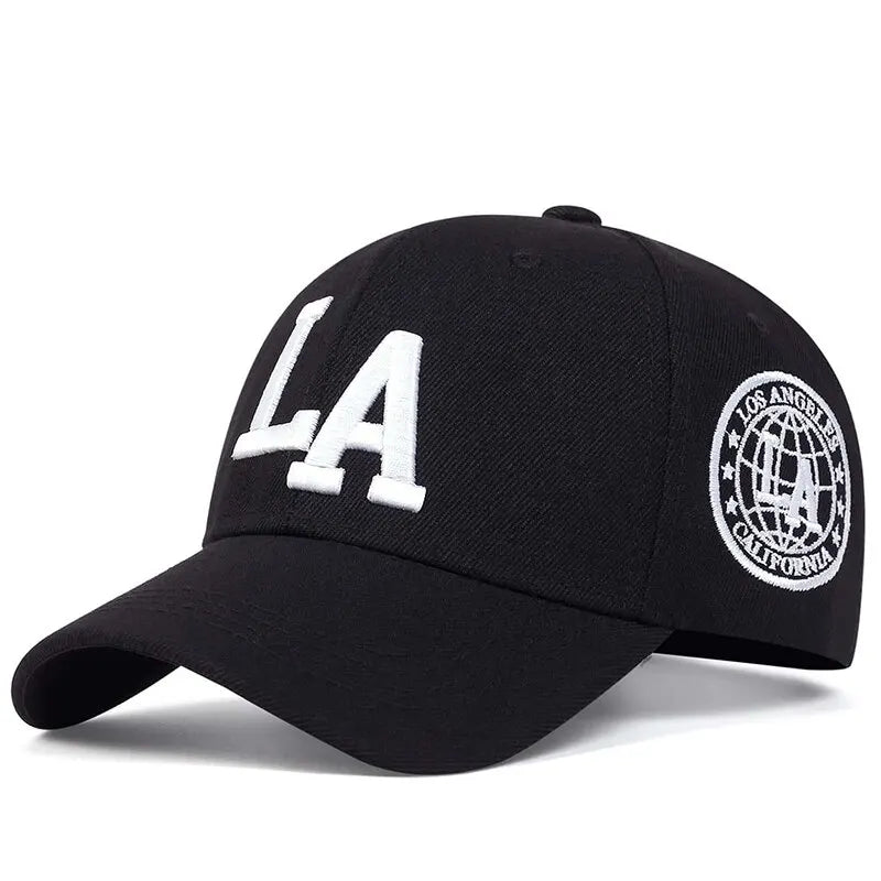 Casquette de baseball unisexe avec lettres brodées LA, ajustable, décontractée, pour le printemps et l'automne, pour l'extérieur, avec protection solaire