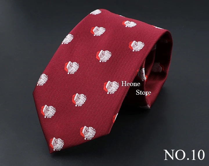 Classic Red Blue Christmas Tie For Men Father Festival Gift Santa Claus Snowman Tree Snowflake Elk Necktie Skinny 7cm Accessory