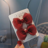 2Pcs/Set Hair Clips Solid Color Grosgrain Ribbon Bowknot Baby Hair Pins Bangs Barrettes Photo Props Gifts