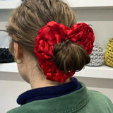 HANGZHI Red Handmade Crafted Satin Heart Hair Bands Simple Personalized Hair Accessories for Women Unique Exaggerated Headbands