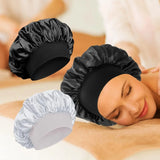 High Elastic Satin Solid Wide-brimmed Sleeping Hat Unisex Head Wrap Elastic Band Cap Hair Care Bonnet Night Sleeping Hat