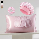 Luxury 4PCS/LOT 2 Pillowcase Hair Scrunchie Night Hat Set Fashion Imitation Silk Satin Pillowcase Sleep Set tool Silkly Cap